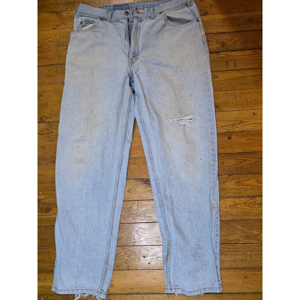 Vintage Levis Orange Tab Jeans Mens 38x32 Light Wash Distressed Made‎ in Canada